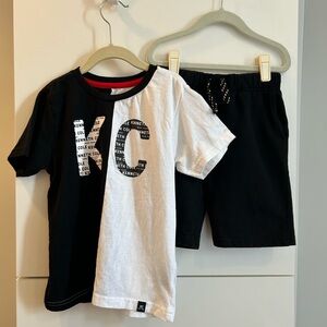 Kenneth Cole Black and White Kids T-Shirt and Shorts Set